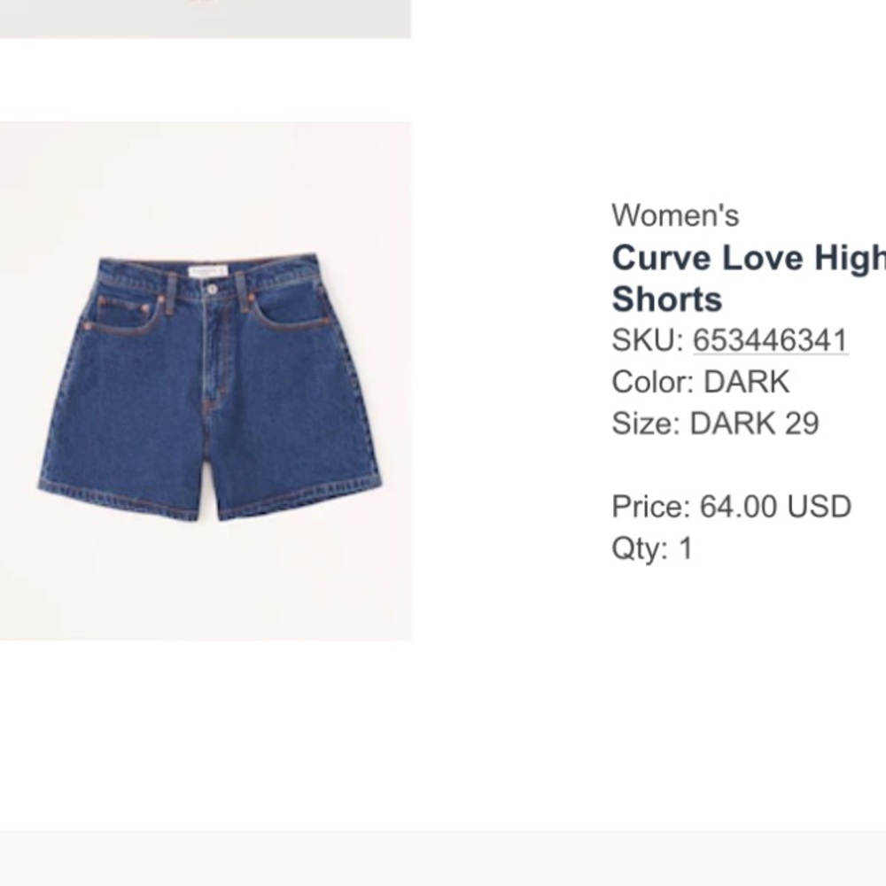Curve love high rise dad shorts in color dark, size 29